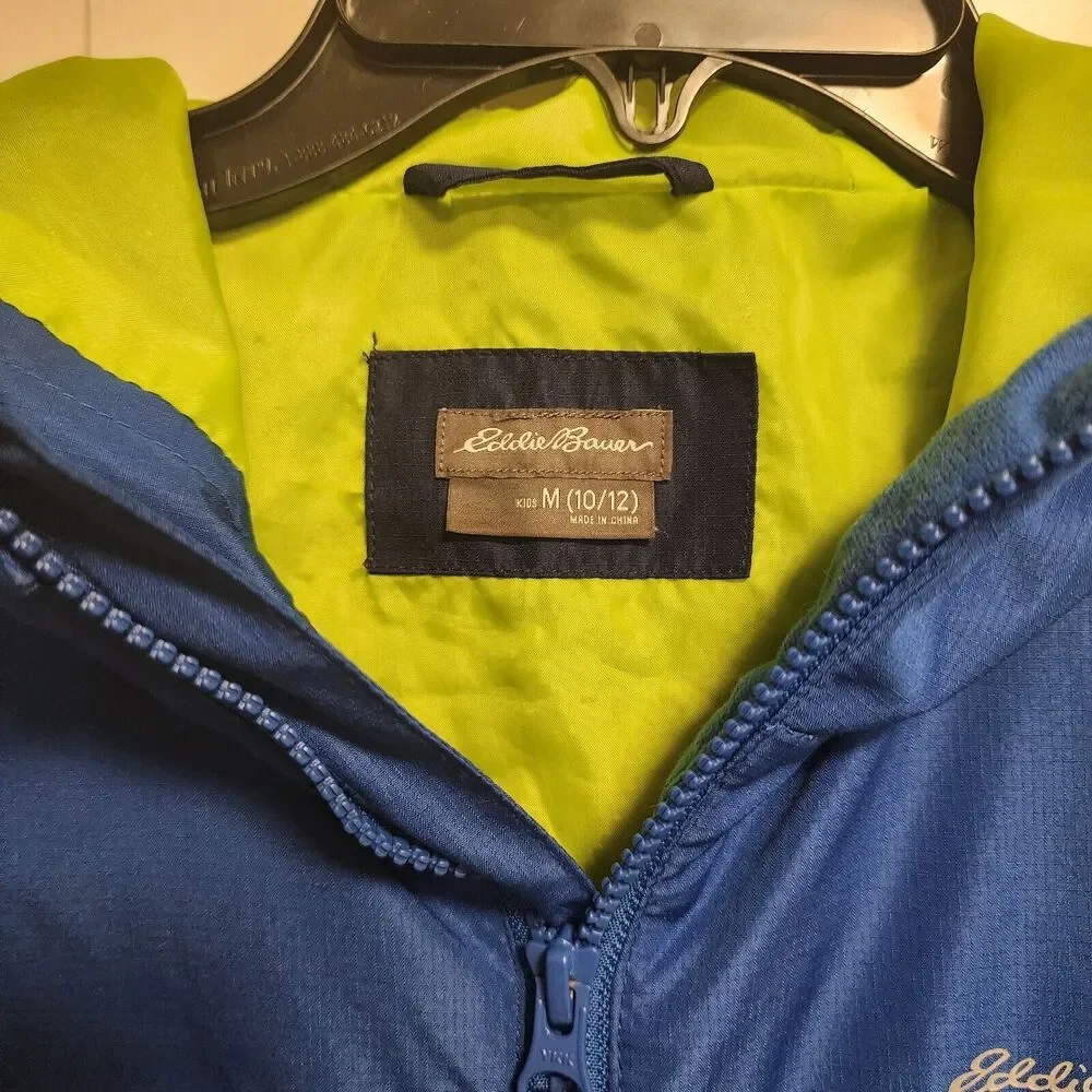 Eddie Bauer Blue & Green Rain Jacket Unisex Kids Size Medium 10/12